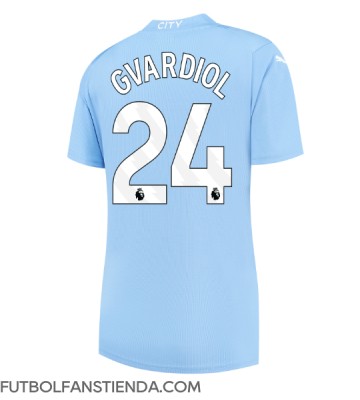 Manchester City Josko Gvardiol #24 Primera Equipación Mujer 2023-24 Manga Corta